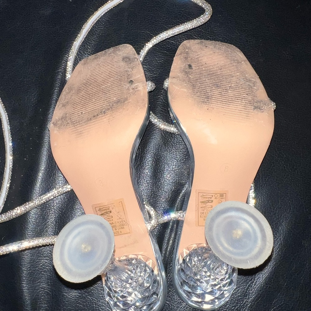 Silver rhinestone wrap heels size 8 only worn twice - Picture 6 of 9